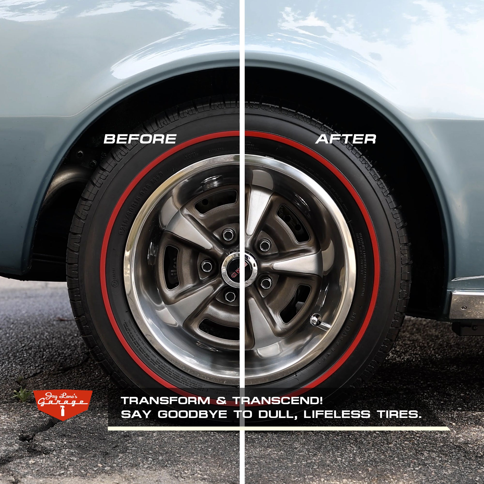 Jay Leno's Garage High Gloss Tire Shine Before and After