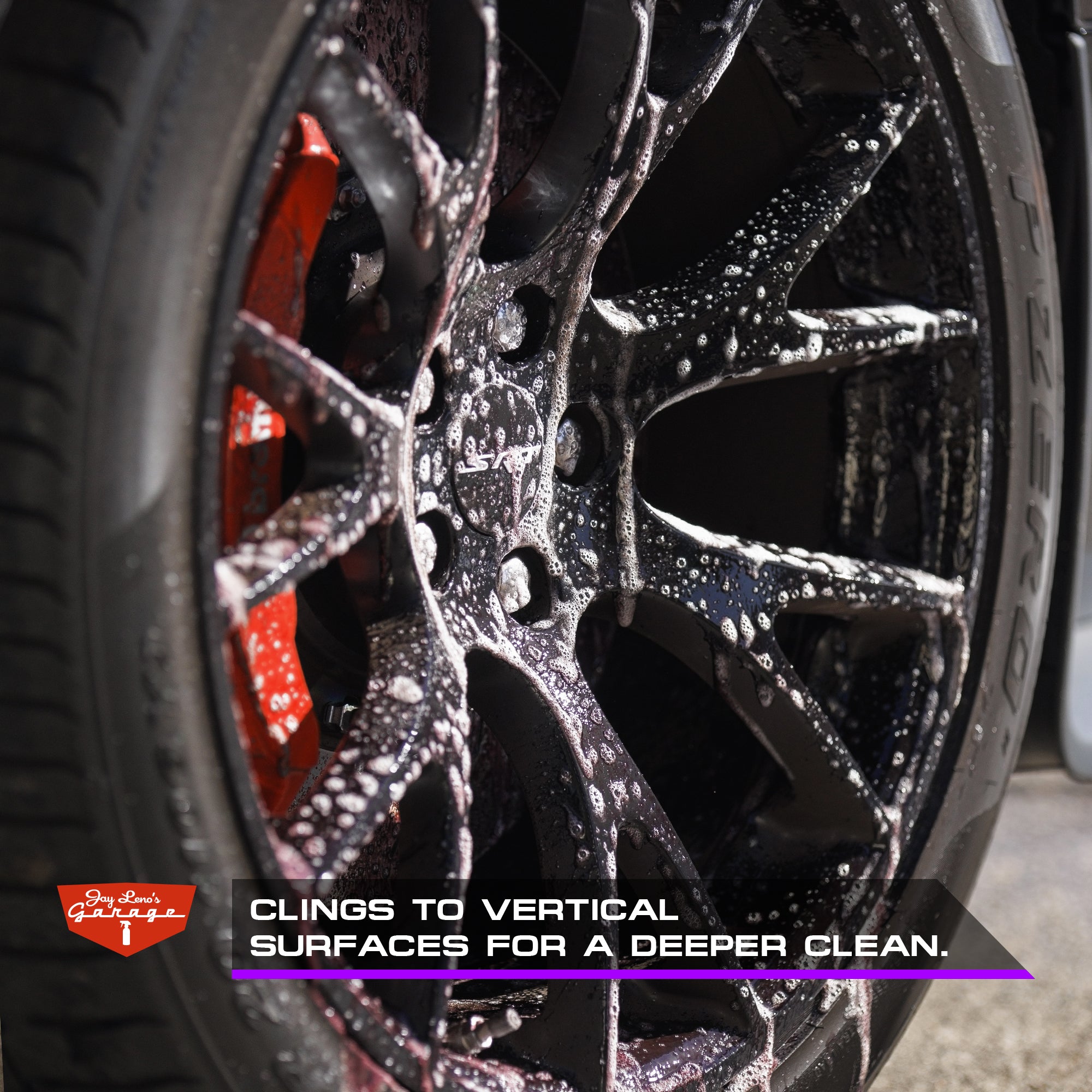 Wheel Cleaner clings to vertical surfaces